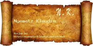 Nyemetz Klaudia névjegykártya